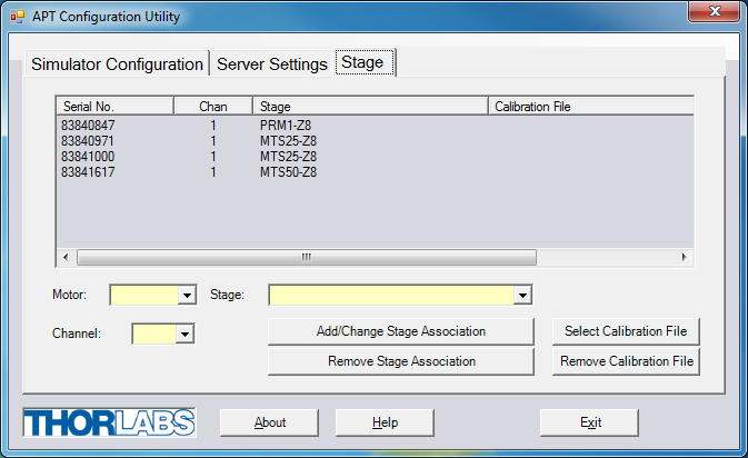 |thumb|center|upright=2.5|alt=APTConfig.|The Thorlabs APT
Configuration Utility displaying 4
controllers.