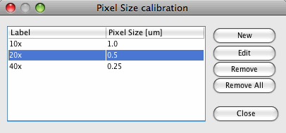 Pixel Size Calibration
Editor
