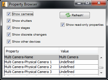 Screenshot: Default settings of multi-camera device in Device/Property
Browser.