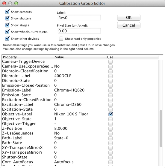 Create new pixel size group
2